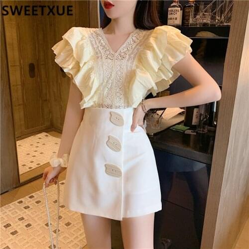 SWEETXUE Women's Ruffle Shirts