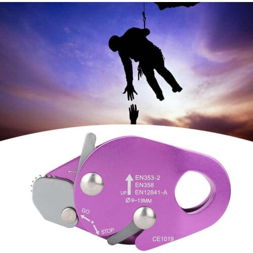 Climbing Descender Gear Self-braking Stop Descender for 9-13mm Rope Clamp Grab Rescue Rappel Ring Climbing Gear Safety Equipment