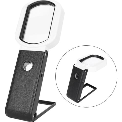Multifunctional Magnifying Glass Handheld Magnifier 10X/25X Adjustable Magnification with 6 LED Lights 2 UV Light Reading Mirror