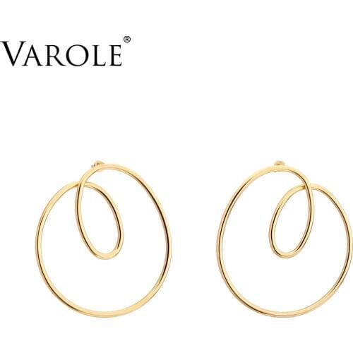 VAROLE New Arrival Irregular Shape Long Earrings for Women High Quality Stainless Steel Drop Gold Color Big Earring