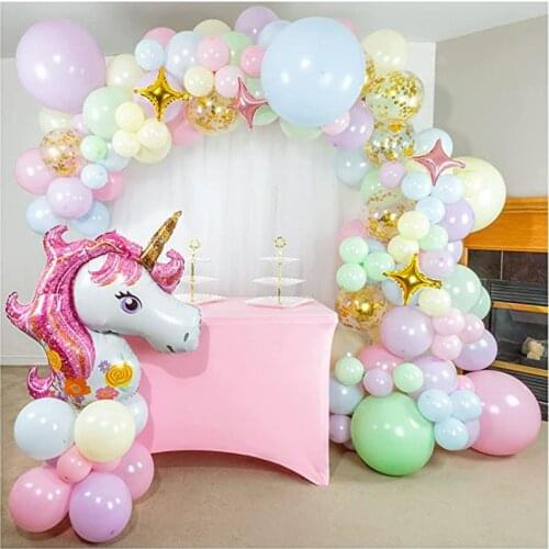 141Pcs Macaron Balloon Arch Giant Unicorn Balloons Garland Kit Stars Foil Balloons Globos Baby Shower Girl Birthday Party Decor