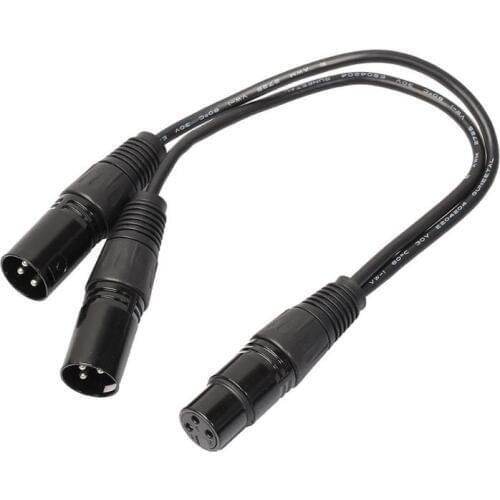 0.3m 1Ft 3P XLR Female Jack to Dual 2 Male Plug Y Splitter Cable Adaptor Cord Microphone Audio Extension Cable Cord wire New