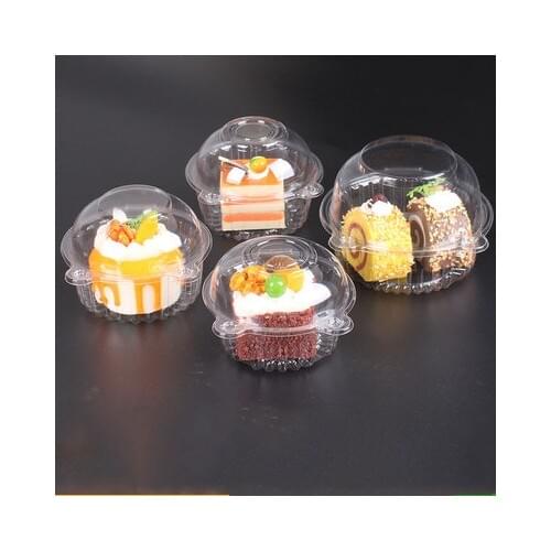 50pcs/100pcs Cup Cake Box Transparent Box Packaging Cute Cat Head Shaped Plastic Disposable Dome Cake Boxes Case For Fruit Cake