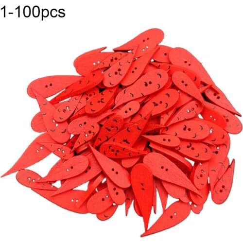 100Pcs/Bag Cute Red Sewing Buttons Carrot Shaped Multi-Purpose Wooden Patches Crafting Buttons for DIY Knitting Accessories