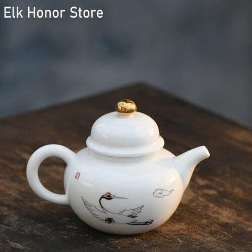 180ml White Jade Porcelain Teapot Handmade Leigh Michaels Art Teakettle With Strainers Kung Fu Tea Single Pots Gift Packaging