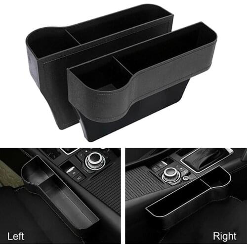 2x Car Seat Gap Catcher Filler Between Seats Organizer Storage Box Pocket for Cellphone Wallet Keys Cellphones Keys Cards Black
