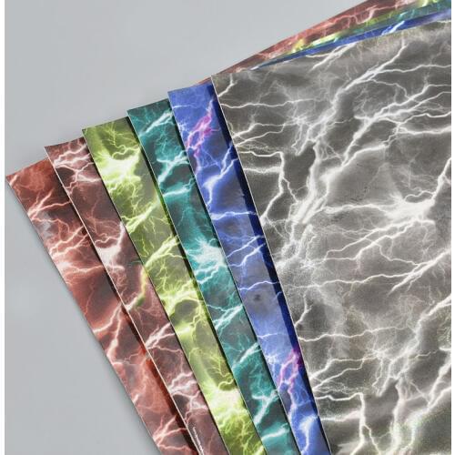 A4 21x29cm Mirror Lightning Printed Faux Synthetic Leather Fabric For Hairbows Bags Shoes Diy Home Decoration