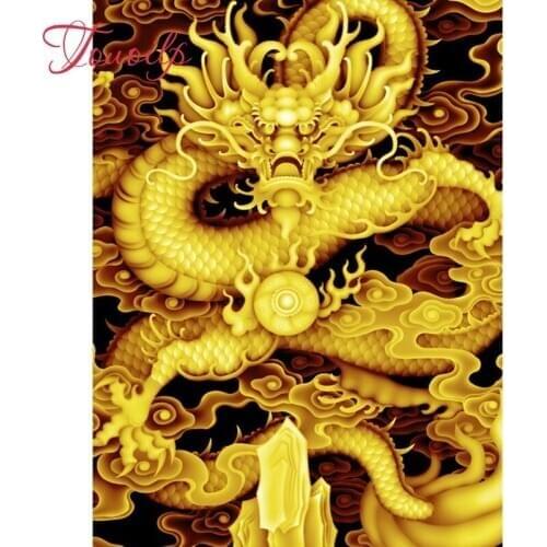 TOUOILP "Huang Long"rhinestone pasted,cross stitch,full square&round diamond painting abstract,handcraft crafts,home decor