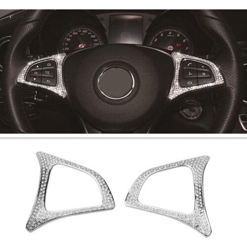 Car steering wheel button decoration frame interior sticker For Mercedes-Benz A B C Class GLA GLC CLA GLS GLE CLS Class