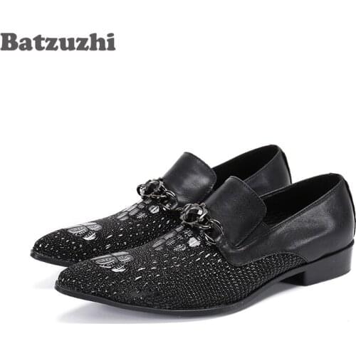 Batzuzhi Luxury Handmade Mens Shoes Pointed Toe Leather Dress Shoes for Men Business Formal Footwear Zapatos Hombre,Big EU38-46