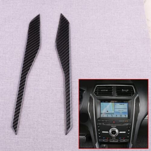 CITALL 1 Pair Car Front Center Console Panel Cover Trim Fit For Ford Explorer 2016 2017 2018 2019 Carbon Fiber Black