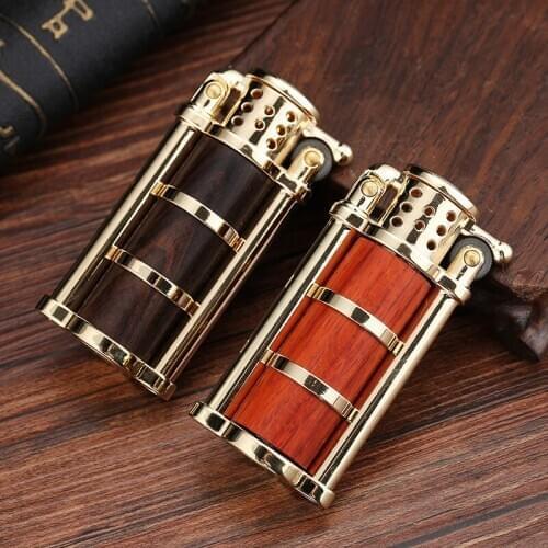 Kerosene sandalwood lighter, personalized creativity, Wenwan red sandalwood lighter, pure copper retro lighter