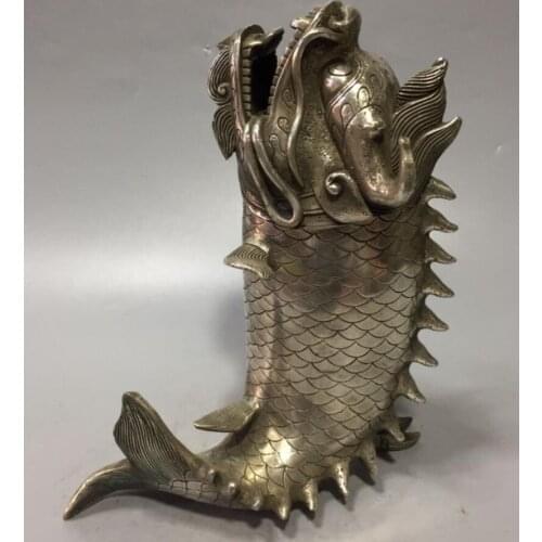 China White copper arowana incense burner crafts statue