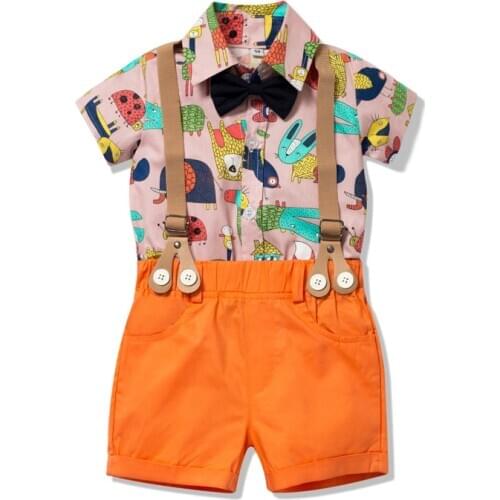 Boy Printed Clothes Baby Newborn Children Rompers Suit Cute Short-sleeves Boys Outfits My First Birthday Gift 3 9 12 24 Months