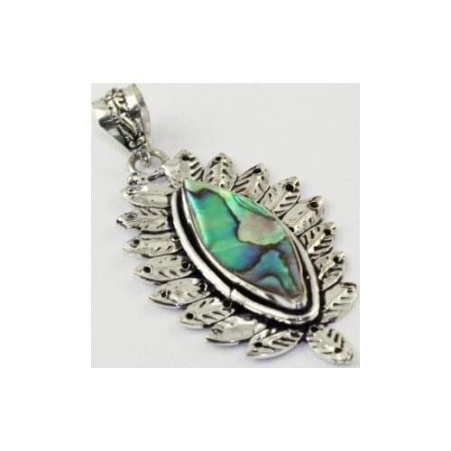 Abalone Shell Pendant Silver Overlay over Copper ,60 mm, P1759