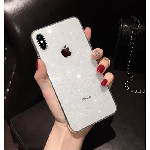 Fashion Shining Glitter Powder Case For iPhone 11 Pro Max X XS XR 12 Mini 7 8 Plus 6 6S SE 2020 Transparent Soft TPU Bling Cover