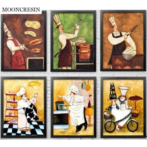 MOONCRESIN 5D Diy Diamond Embroidery Needlework Cartoon Cook Full Square Diamond Painting Cross Stitch 3D Mosaic Home Decor Gift