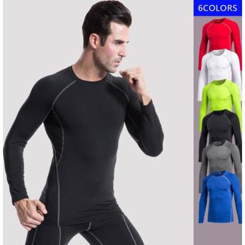 Mens Tight-Fitting PRO Fitness Sports Running T-Shirt Elastic Wicking And Quick-Drying Long-Sleeved Clothes 1039