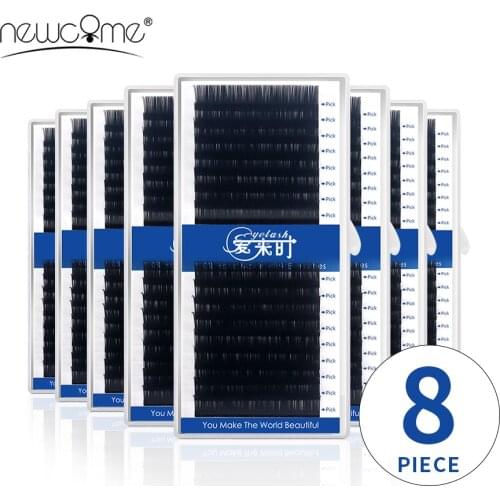 NEWCOME 8 Case Eyelash Extension Individual Natural Long Eyelashes All Size Cilias 7-16mm Mix Length Eye Lashes Makeup Tools