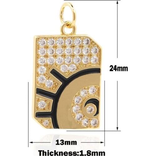 Evil Eye Necklace Micropavé Lucky Eye Amulet Rectangular Charm Eye Charm DIY Jewelry Making Components 24×13×1.8mm