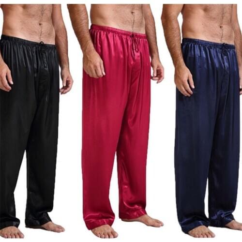 New Brand Fashion Mens Silk Satin Pajamas Pyjamas Pants Sleep Bottoms Nightwear Sleepwear Trousers