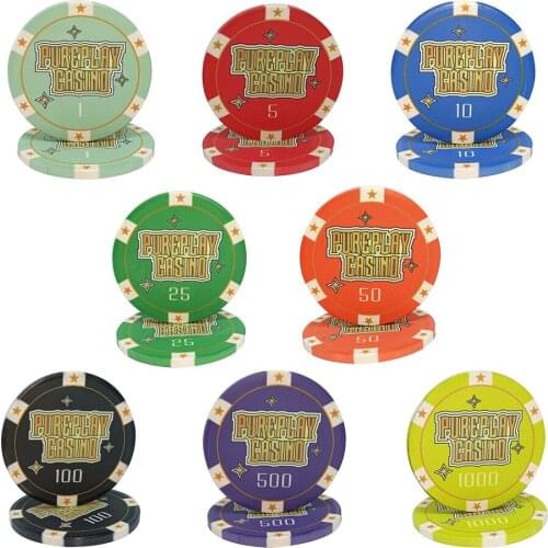 Professional Pureplay Casino 39mm Ceramic Poker Chips 10g with New Design for Casino Game