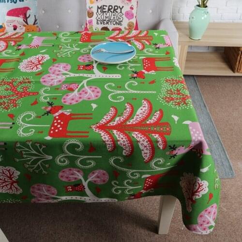 Christmas Santa Claus Linen Table Cloth Dining Customize Tablecloth Coffee Restaurant Decorative Refrigerator Cloth Cover