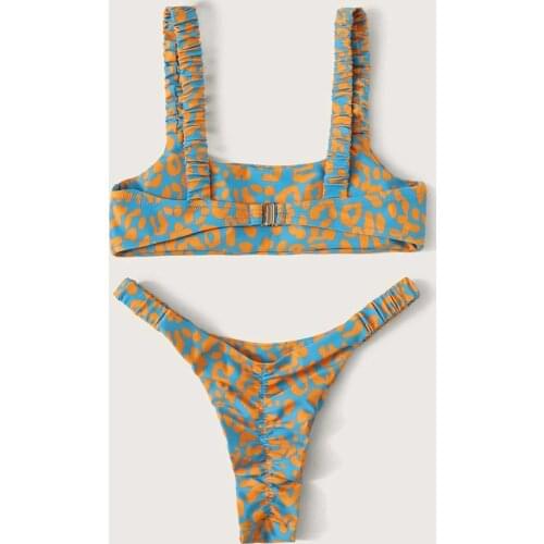 Flower Printed Sexy Bikini Set Swimwear Women Wire Free Sling Split Swimsuit Two Piece Sexy Bra And Panty Set Bathing Suit G2