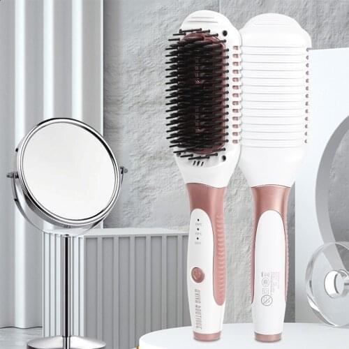 Professional Hair Straightener Brush Tourmaline Ceramic Hair Curler And Straighteners Anti-Scald Hot Comb Hair Iron Styler Tool