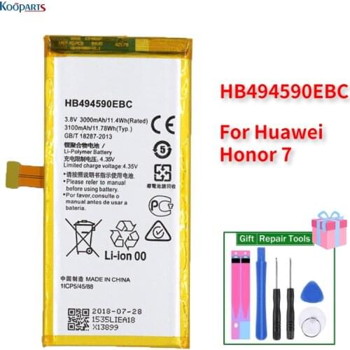 HB494590EBC Battery Replacement For Huawei Honor7 original core quality 3000mAh with free tools