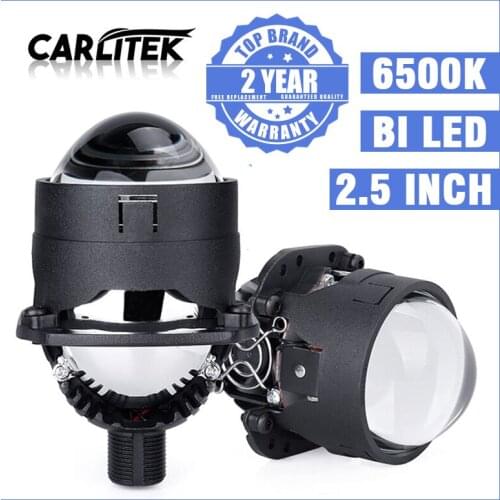 Carlitek 2.5 Inch Bi LED H4 H7 6000K Light 9005 9006 LED Bulb Headlight Projector LED Lenses Car Light Accessories Angel Eyes SA