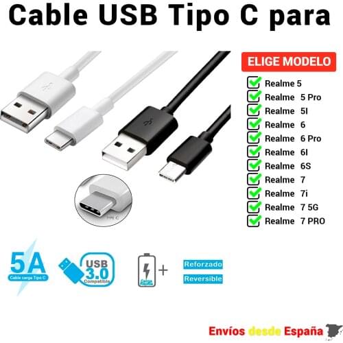 USB Type-C Cable for Realme 5 5I 6 6I 6S 7 7i 5G Pro. Fast charging and mobile data 1 meters 2 meters