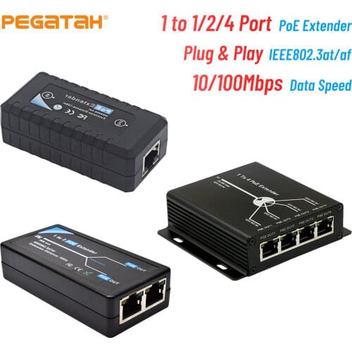 1Port IEEE802.3af PoE Extender for Security camera extend120M transmission distance with 10/100M LAN ports