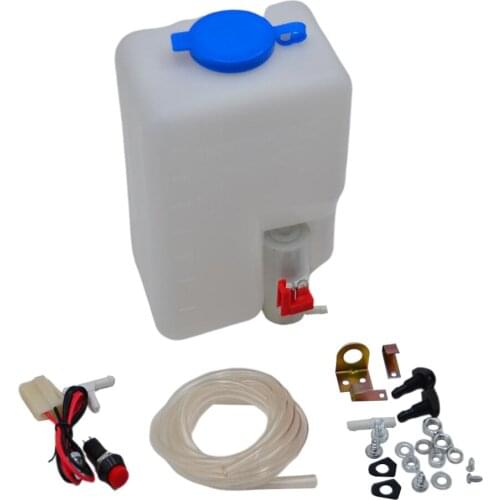 Universal Windscreen Washer Bottle Kit with Pump Hose Jets Wiring Switch for Car, 12V