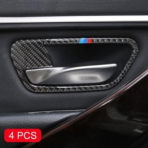 Genuine Carbon Fiber Interior Door Handle Surround Cover For BMW 3 4 Series F30 F31 F34 F36