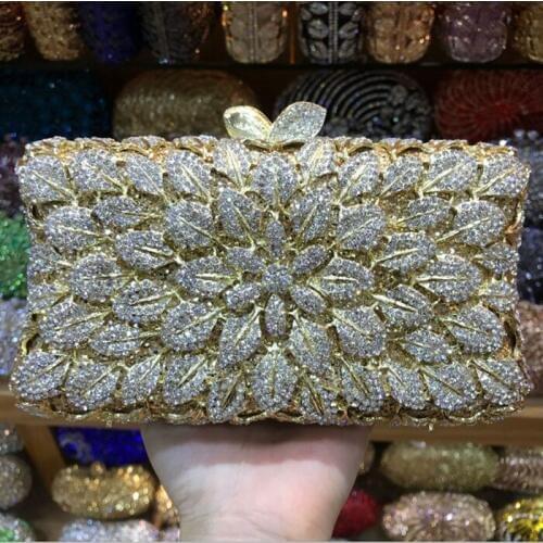 Women Crystal Evening Box Flower Bag Wedding Diamond Handbag Bridal Floral Minaudiere fit i phone 7 plus clutch Purse wallet