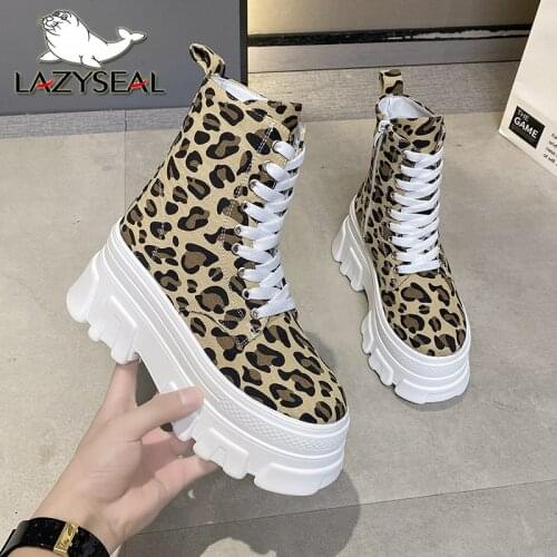 Lazyseal Canvas Platform Women Boots High Heels Polka Dot Narrow Band Zip Autumn Street Hiking Women Designer 9cm School Sneaker