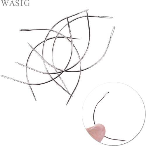 1 Bag 144pcs 9CM C Shape Curved Needles Threader Sewing/Weaving Needles for Human Hair Extension Weft Weaving