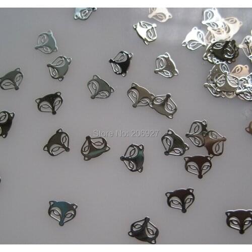 MS232-1 100pcs Silver Cute Fox Metal Sticker Nail Art Metal Sticker Nail Art Decoration Non-adhesive Sticker