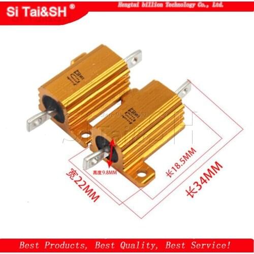 2pcs 10W Aluminum Power Metal Shell Case Wirewound Resistor 0.1 ~ 10K 0.5 1 2 3 5 6 8 10 20 100 150 200 300 500 1K 5K 10K ohm