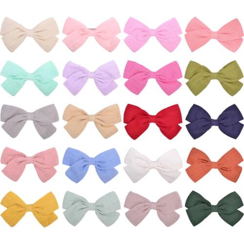 2PCS/LOT Solid Hair Bows Knot Hair Clips For Girls Toddler Cotton Cute Hairpin Set Ribbon Alligator Clips Kids Hair Accessories