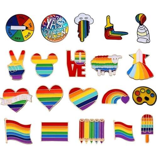 2020 Rainbow Heart Enamel Pins Gay Lesbian Pride LGBT Pin Badge Love Is Love Awareness Brooches Jewelry For Men Women Unisex
