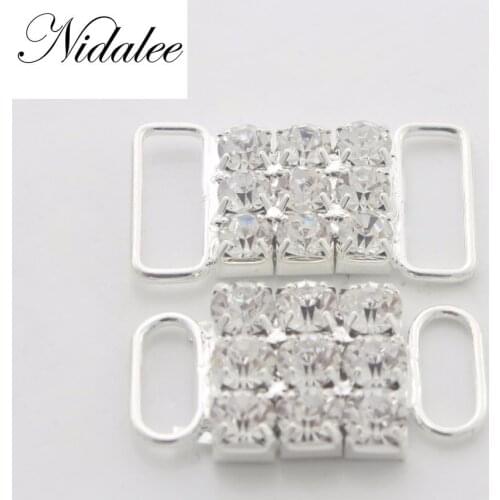 28mm 1 1/10" Bikini Round Clear Belt Buckle Accessories Invitation Ribbon Slider For Wedding Supplies Rhinestone Embellishments