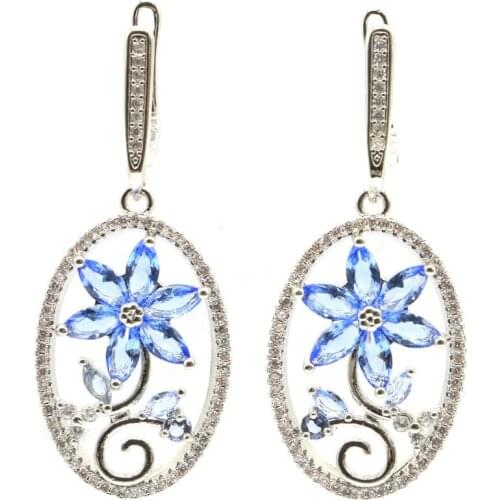 20x10mm 2020 New Arrival Created New Stone Iolite Gift For Sister Silver Earrings