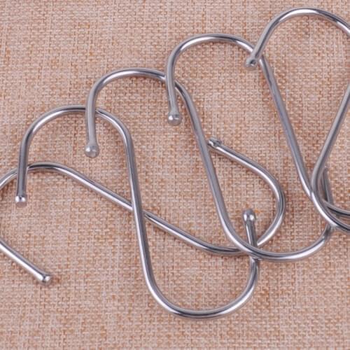 5/10pcs Stainless Steel Round S Shaped Hooks House Kitchen Pot Pan Hanger Clothes Storage Rack Tool Kitchen Tools