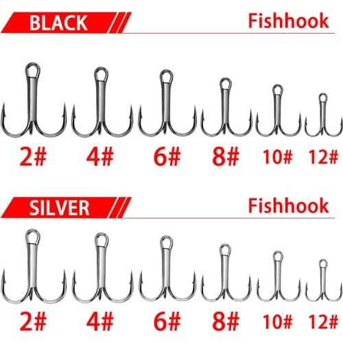 50 Pcs High quality Super Sharp Anchor Hook Sea Fishing Hooks Triple Hooks Saltwater Bass Size 2#-12# Fishing accessories Tackle