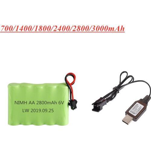 700mah/1400mah/1800mah/2400mah/2800mah/3000mah 6v Ni-NH AA Rechargeable Battery+usb charger for RC car Boat Truck Tank Gun