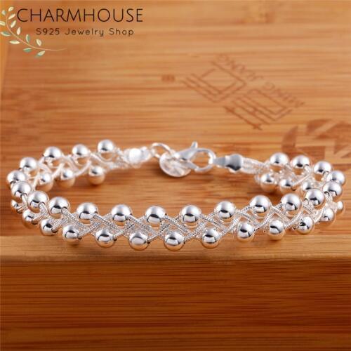 Pure 925 Silver Bracelets for Women Grape Beads Chain Bracelet & Bangles Wristband Pulseira Wedding Bridal Jewelry Accessories