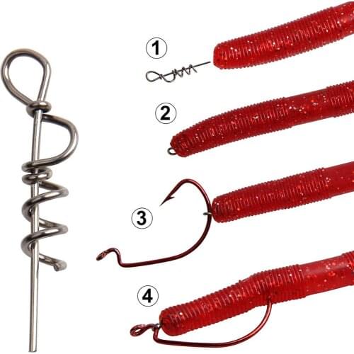 50pcs Centering Pin Spring Twist Lock Fishing Hook Fishing Baits Lure Rigs For Soft Lure Bait Worm Crank Latch Pin Pesca