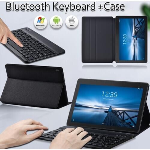 For Lenovo TAB E10 TB-X104F 10.1" Anti-fall Leather Stand Cover Case Black Flip Anti-Dust Tablet Case + Bluetooth Keyboard + Pen
